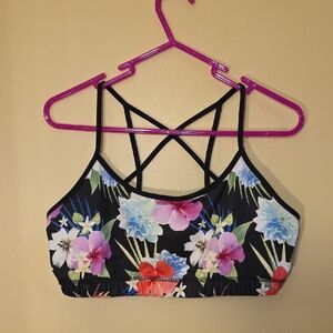 Floral Strappy Sports Bra